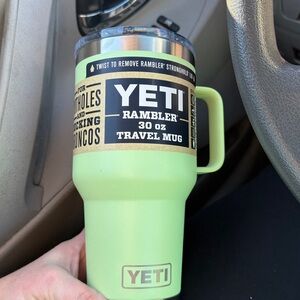 Lime green color  Yeti Rambler 30oz Travel Mug with stronghold lid